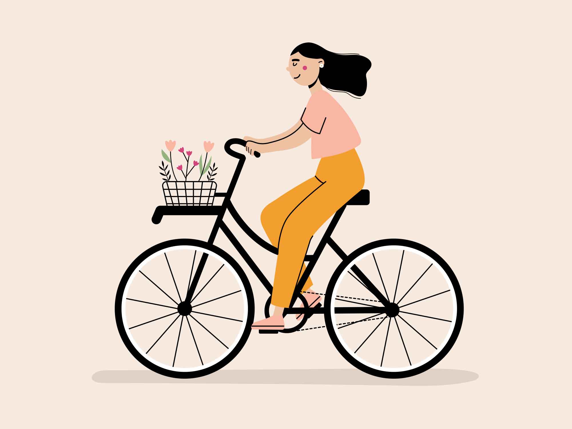 Spring Bike Ride Illustration (AI)
