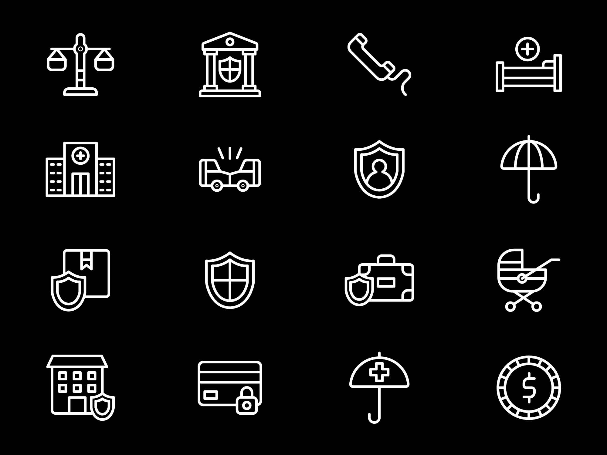 16 Insurance Line Icons