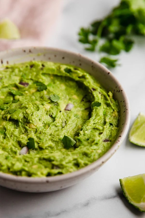 Bowl of guacamole.