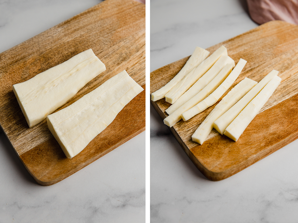 raw parsnips chopped into fries