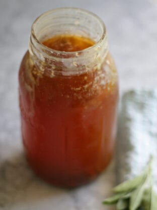 A glass jar of bone broth