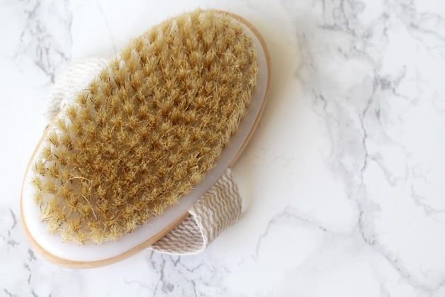 A dry brush sitting on a counter.