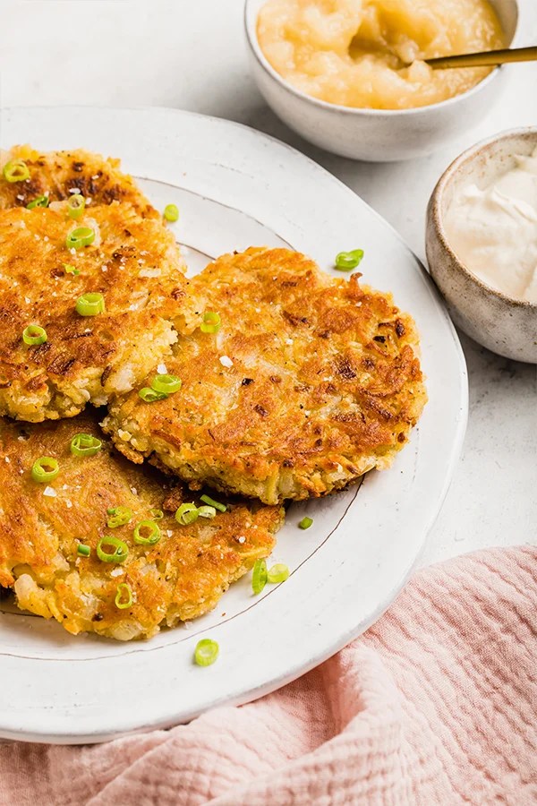 Plate of sweet potato latkes.