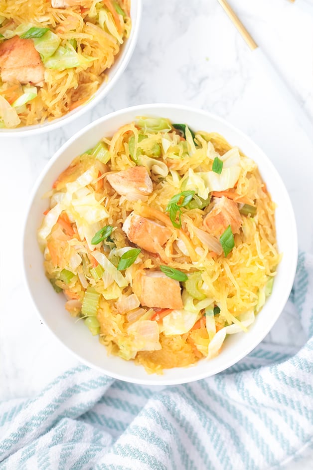 A white bowl filled with chow mein.