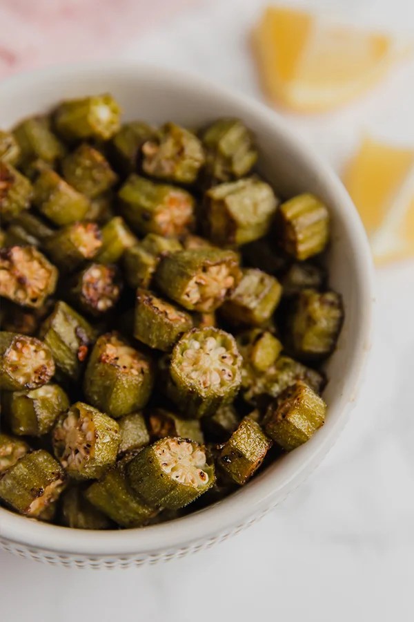 okra slices in bowl