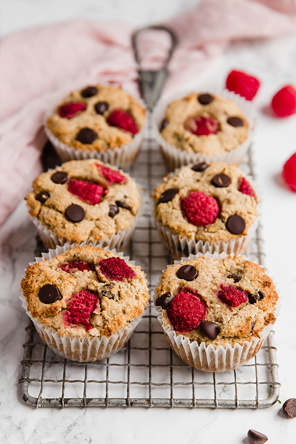 raspberry chocolate chip banana muffins