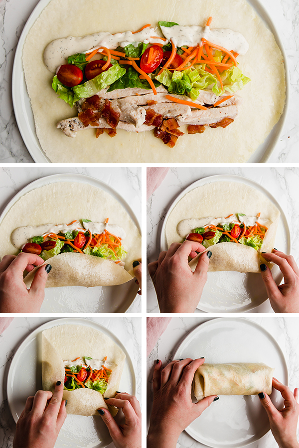 Step by step of rolling a wrap