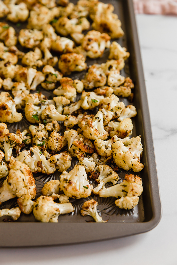 ranch roasted cauliflower on pan