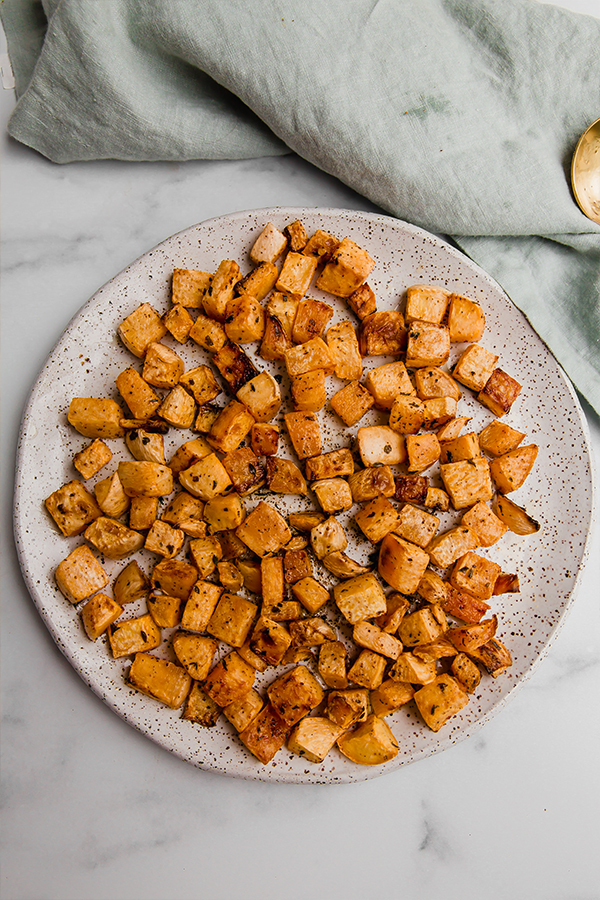 oven roasted rutabaga on plate