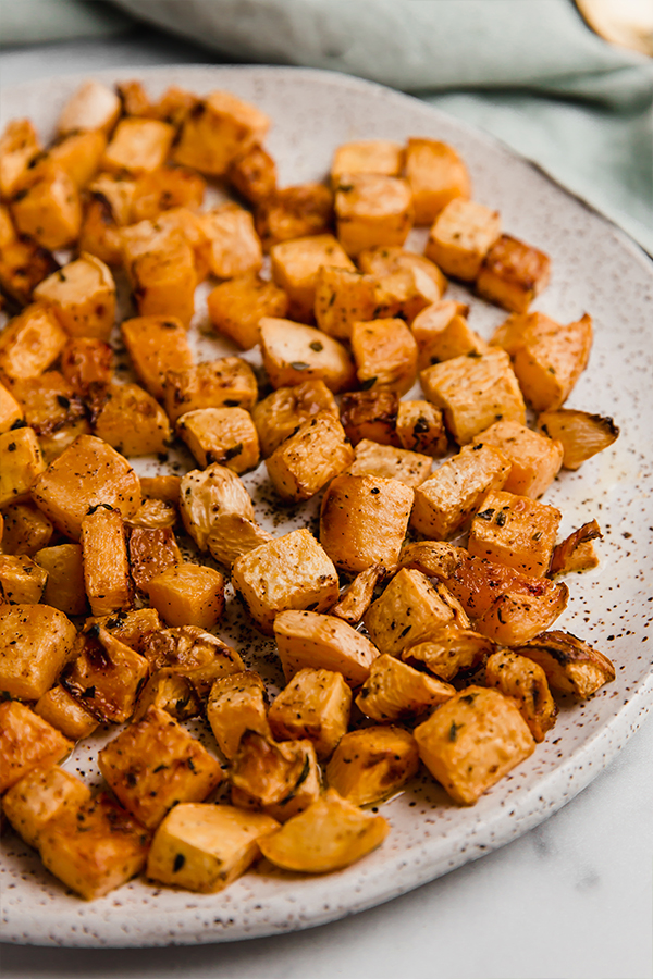 oven roasted rutabaga on plate