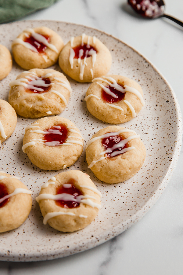 thumbprint cookies on plate