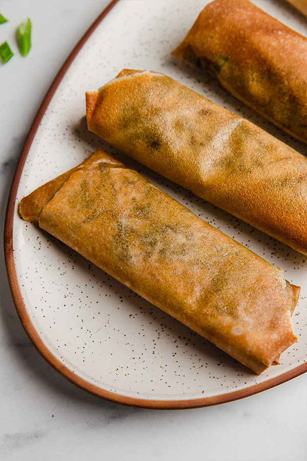 air fryer egg rolls on plate