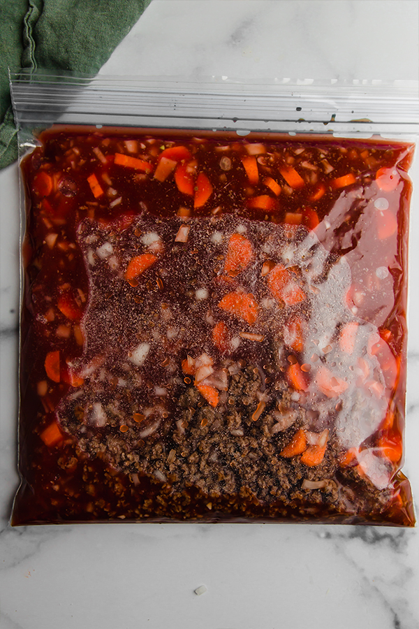 asian inspired chili in freezer bag