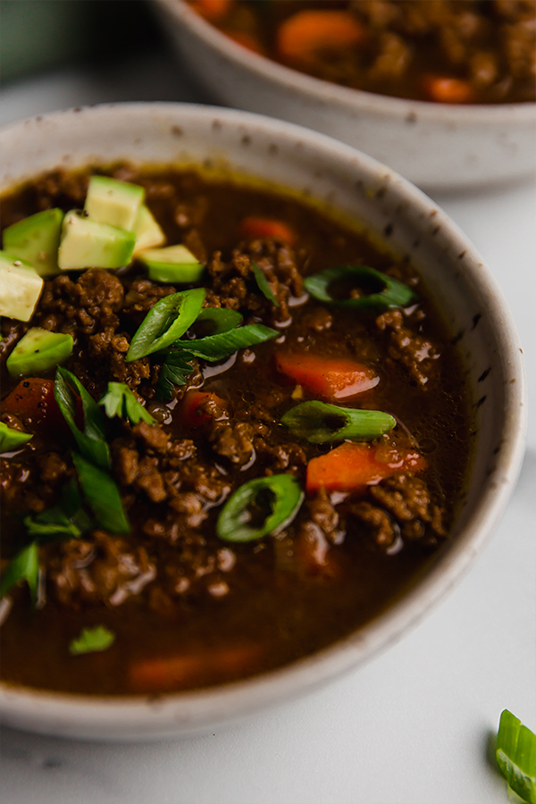 asian inspired chili in bowl