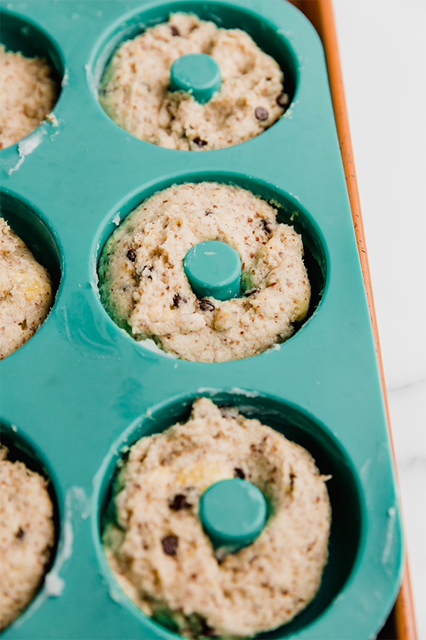 Banana bread donuts in a donut pan