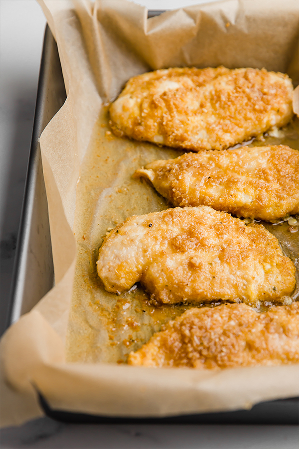 chicken parmesan in a baking dish