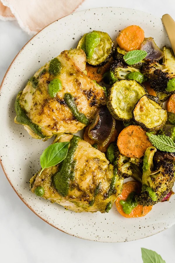 chicken pesto on plate