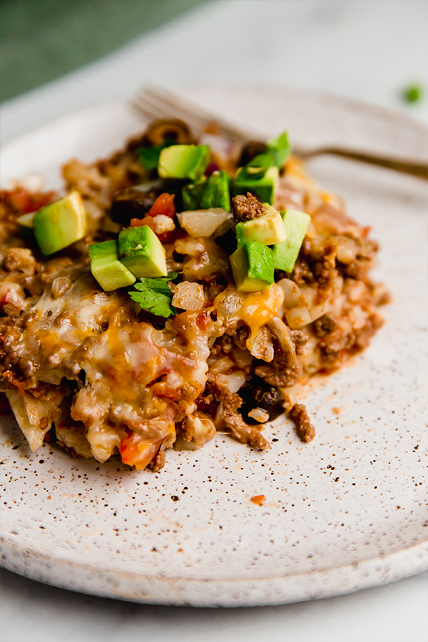 Taco casserole on a plate