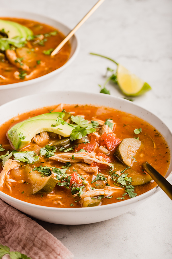 instant pot chicken no-tortilla soup in bowl