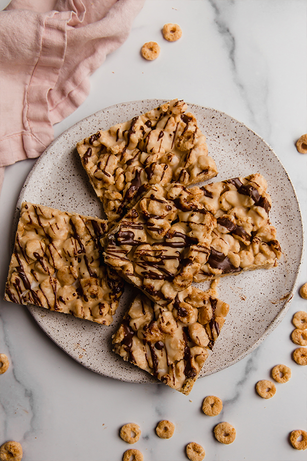 Cereal bars on a plate.