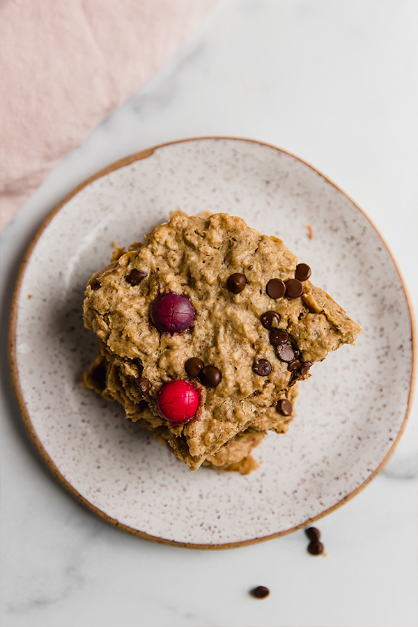 Oatmeal breakfast bars cut on a plate