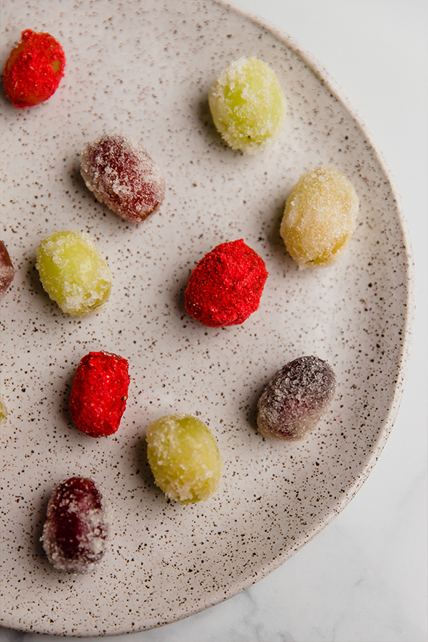 Sour patch grapes on plate