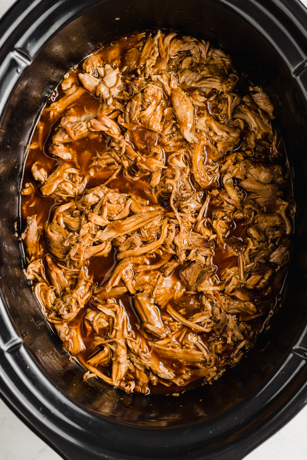 pulled pork in insert of slow cooker