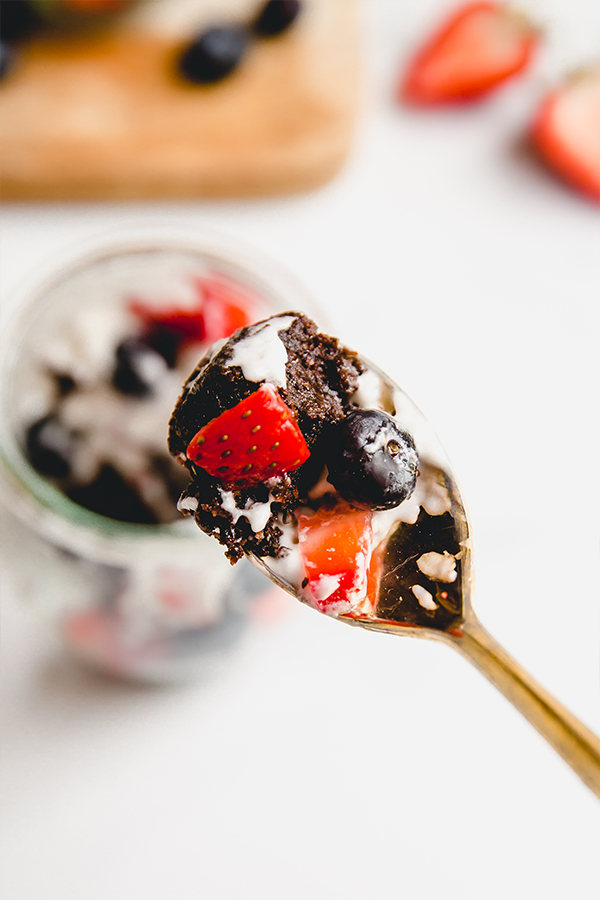 Spoonful of brownie berry parfait