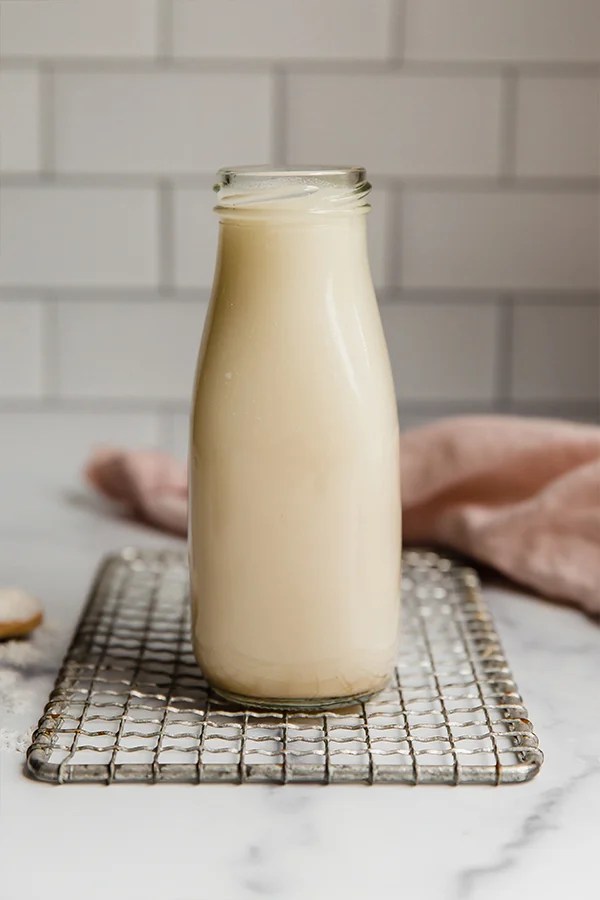 Glass jar of coconut milk.