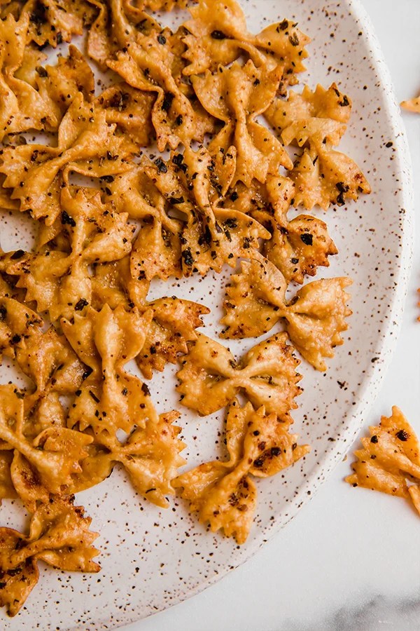 Plate of pasta chips.