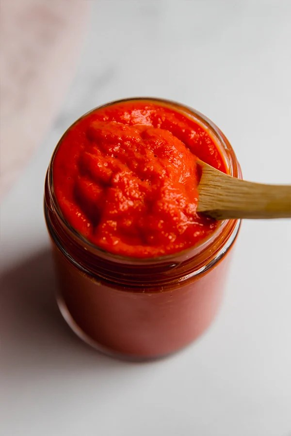 Spoon in a jar of tomato-free ketchup.