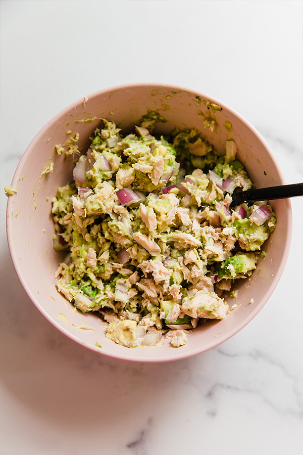 Tuna salad in a bowl.