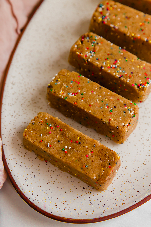 Protein bars chilled on plater