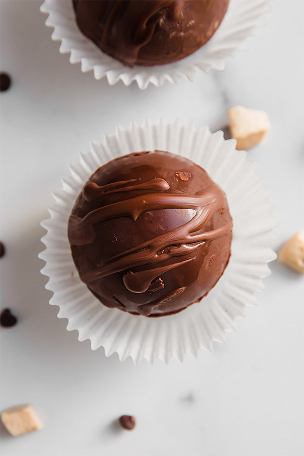 Hot cocoa bomb in a cupcake liner.