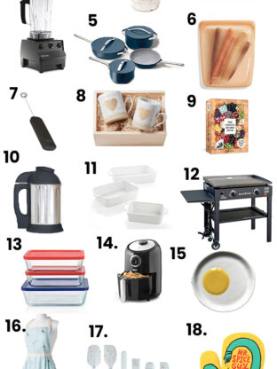 Collage of kitchen items.