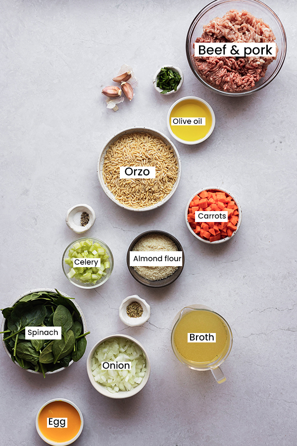 The ingredients for Italian Wedding Soup.