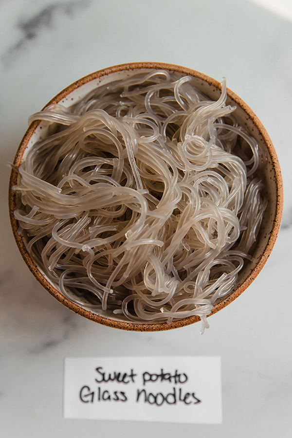 sweet potato noodles in a bowl