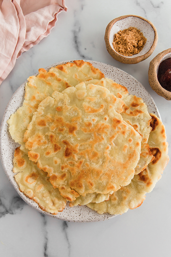 A stack of cooked Norwegian Lefse.