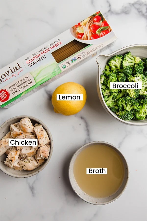 The ingredients for lemon chicken pasta.