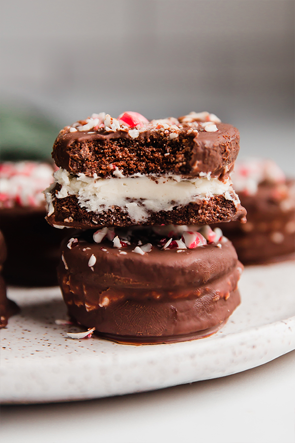 Stacked peppermint joe-joe's.