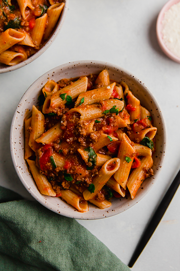 Pasta in a bowl.
