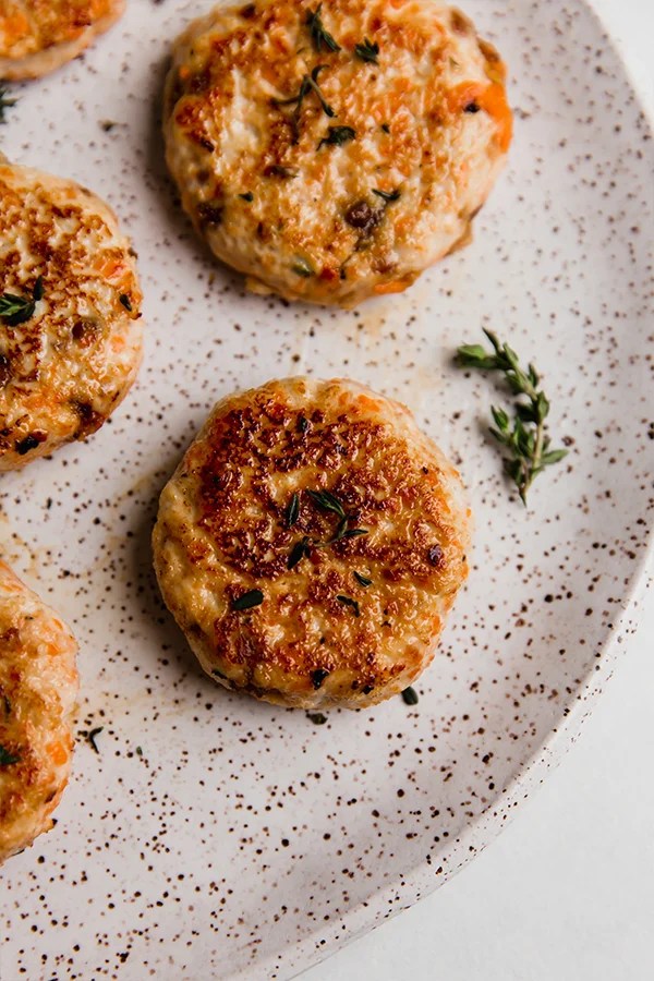 Turkey breakfast sausage on a plate.