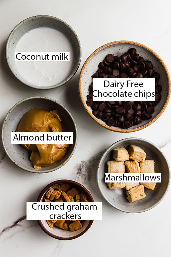 The ingredients for s'mores fudge.