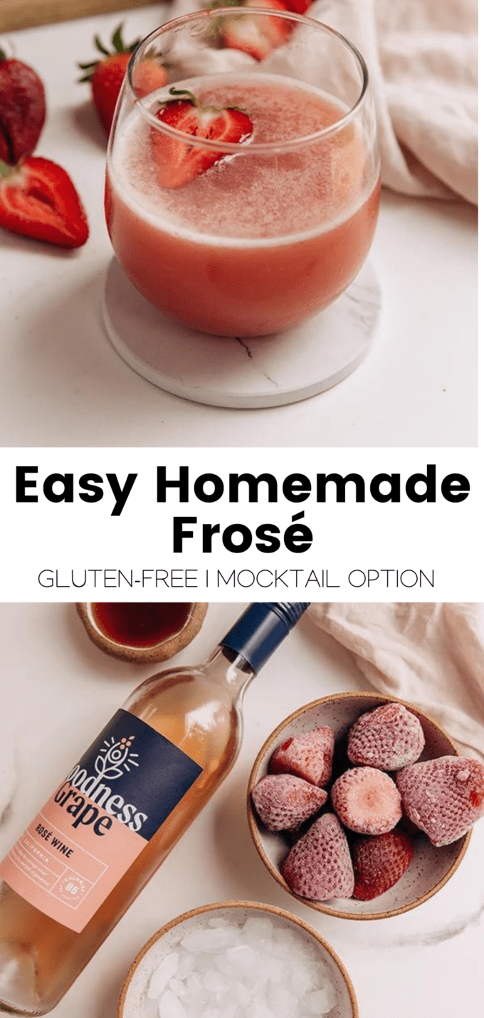 Collage with text \"Easy Homemade Frose Gluten-Free | Mocktail Option.\"