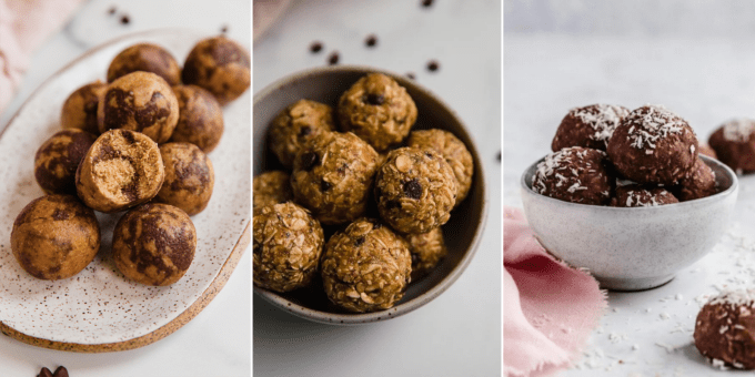 Collage of energy bites.