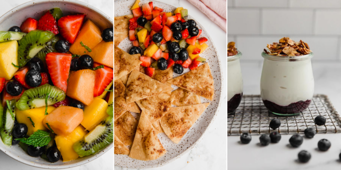 Collage of fruit-based snacks.