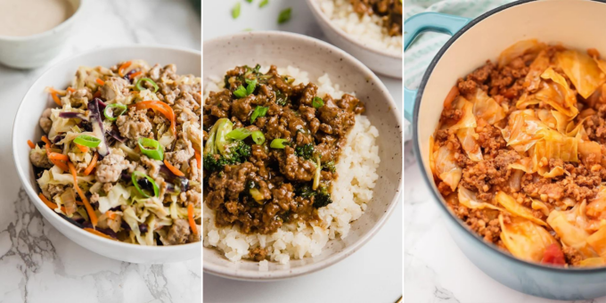 Collage of different bowls of food.