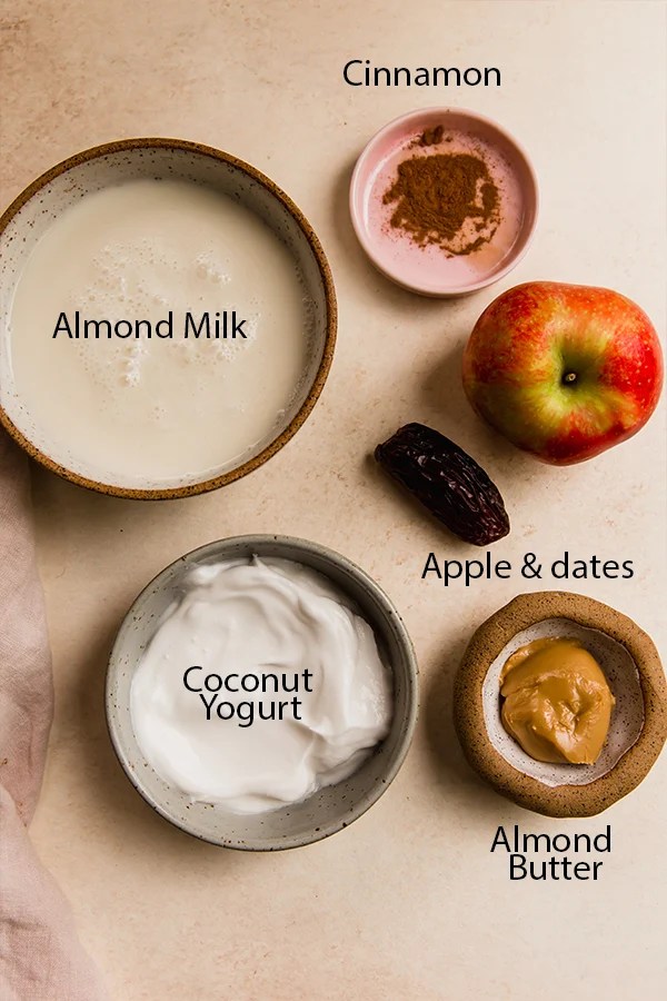The ingredients for apple smoothie.