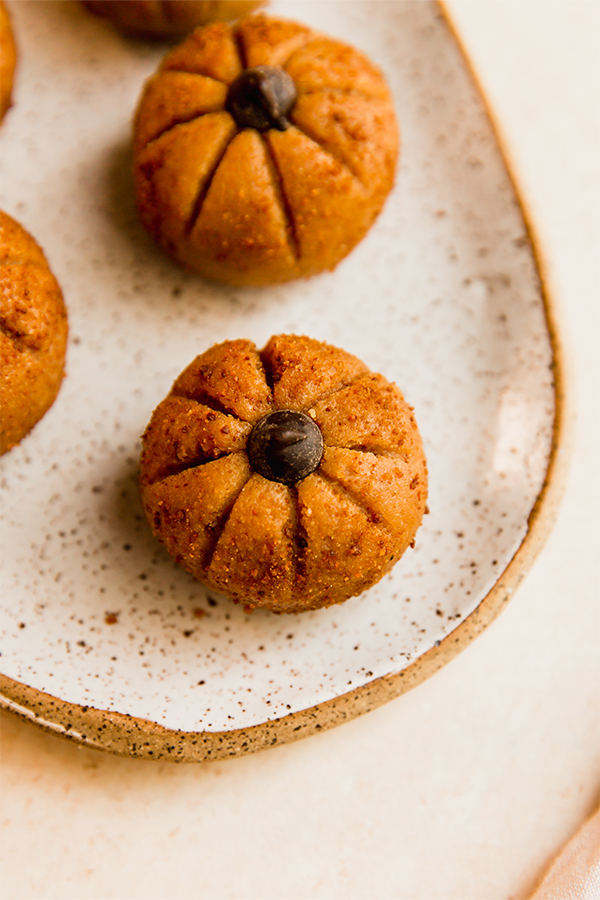 Plate of pumpkin buckeyes.
