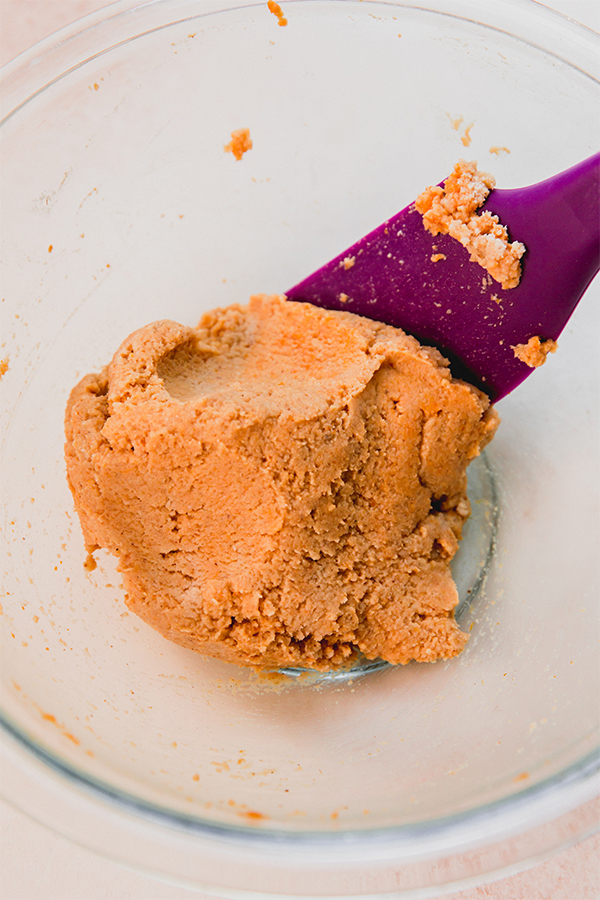 The pumpkin batter in a bowl.